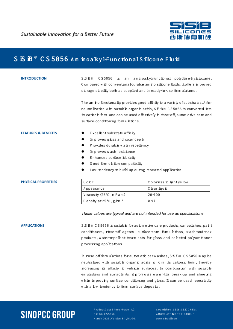 SiSiB® CS5056 原版 TDS 首页预览