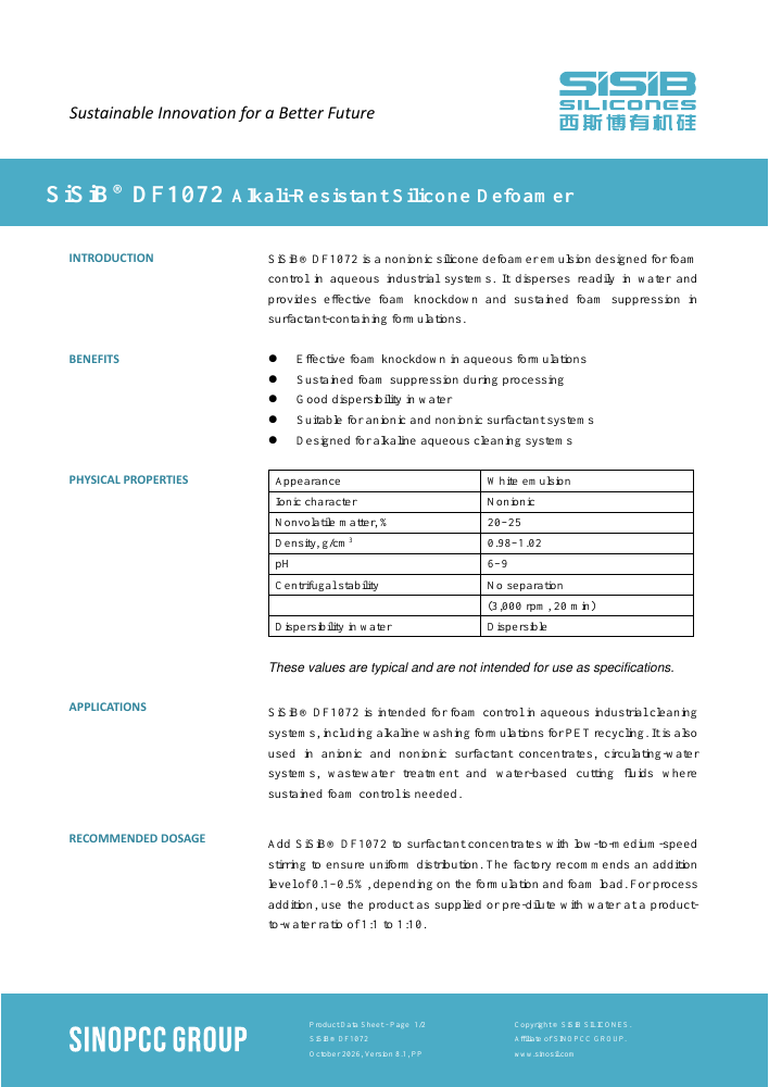 SiSiB® DF1072 原版 TDS 首页预览